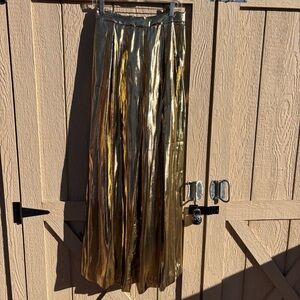 Farimae  Wide Leg Trouser Pants Vintage 1970 Metallic LIQUID GOLD Evening Pants